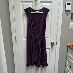 Pact Deep Purple Mock-Wrap Dress